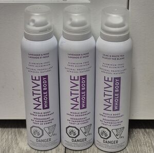 3 New Native Whole Body Deodorant; Lavender & Rose (2)/ Lilac & White Tea(1)